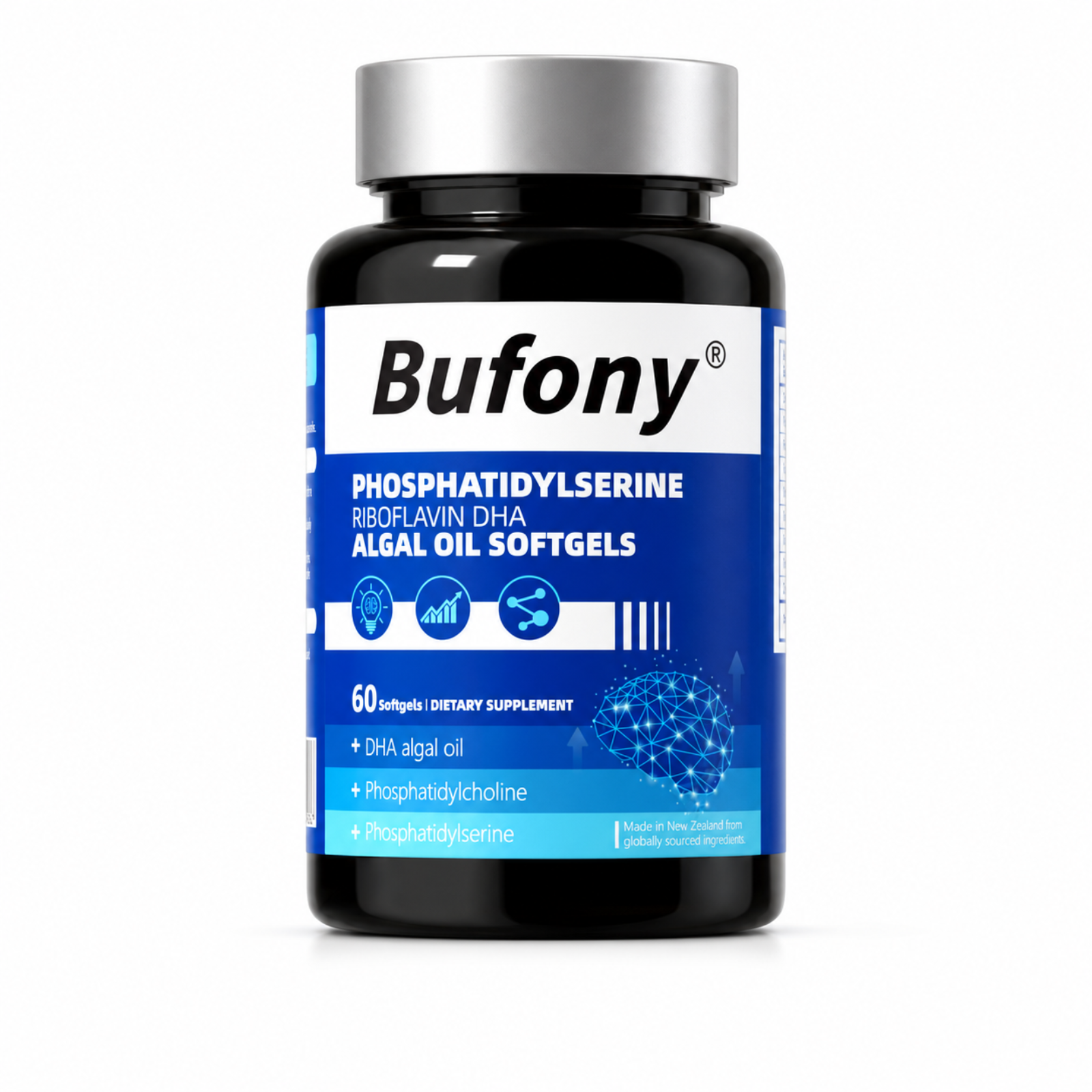 主图01 Bufony Phosphatidylserine Riboflavin & DHA Algal Oil Softgels - Image 1